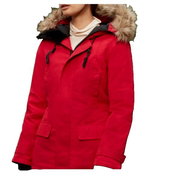 Tna Larsen Parka‎ Premium Goose Down Red Jacket Women size - Picture 1 of 12